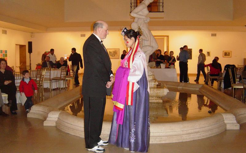 Wedding ceremony held during the Holiday party